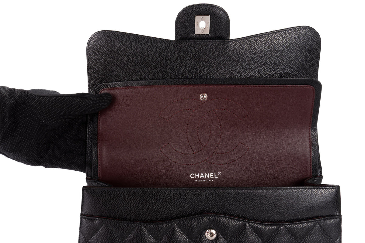 Chanel Jumbo Classic Flap Black Caviar Silver Hardware - view 10