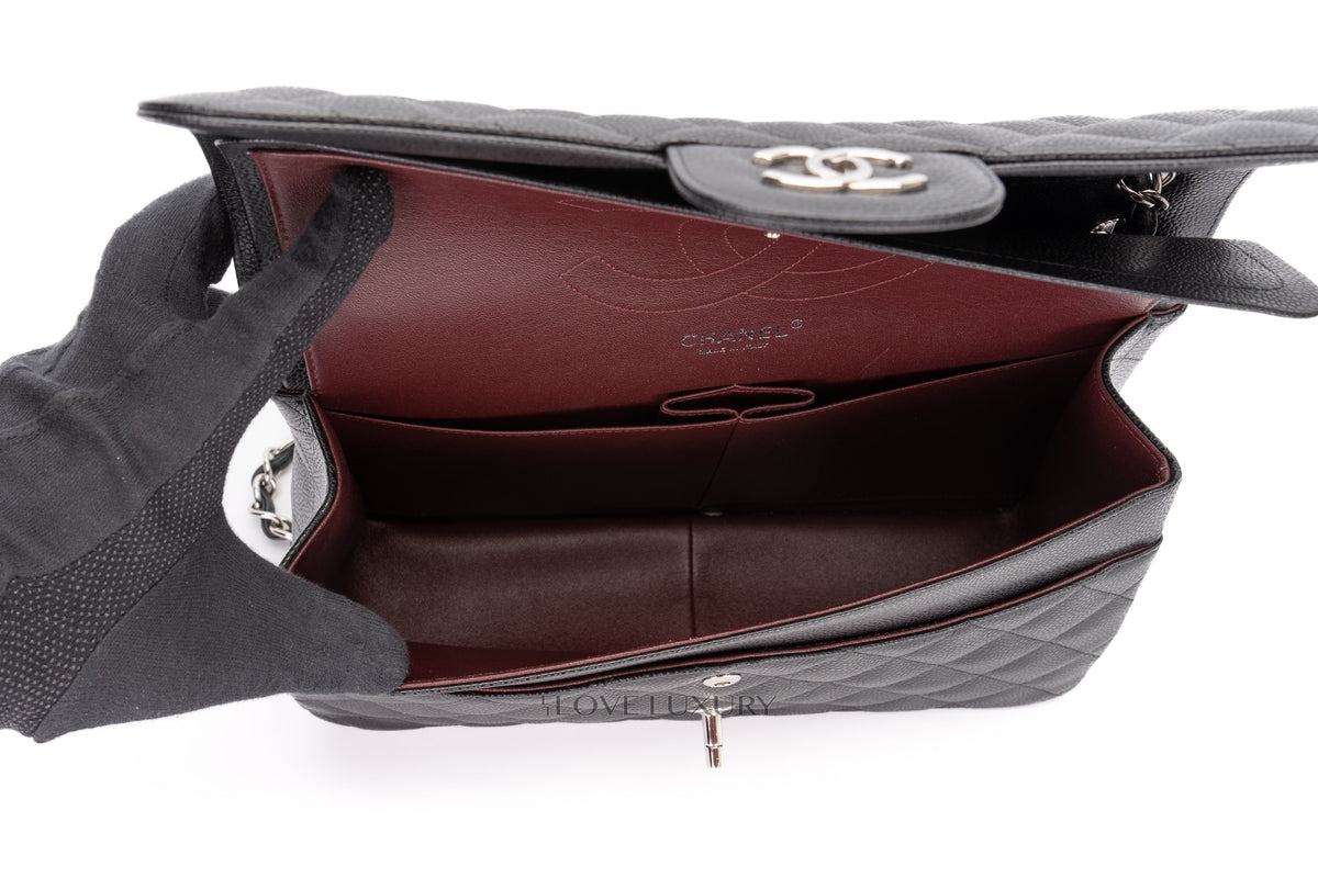 Chanel Jumbo Classic Flap Black Caviar Silver Hardware - view 11