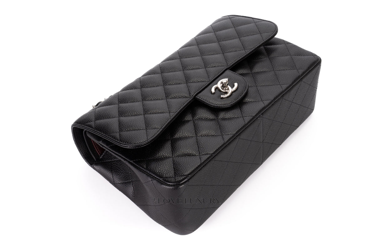 Chanel Jumbo Classic Flap Black Caviar Silver Hardware - view 12