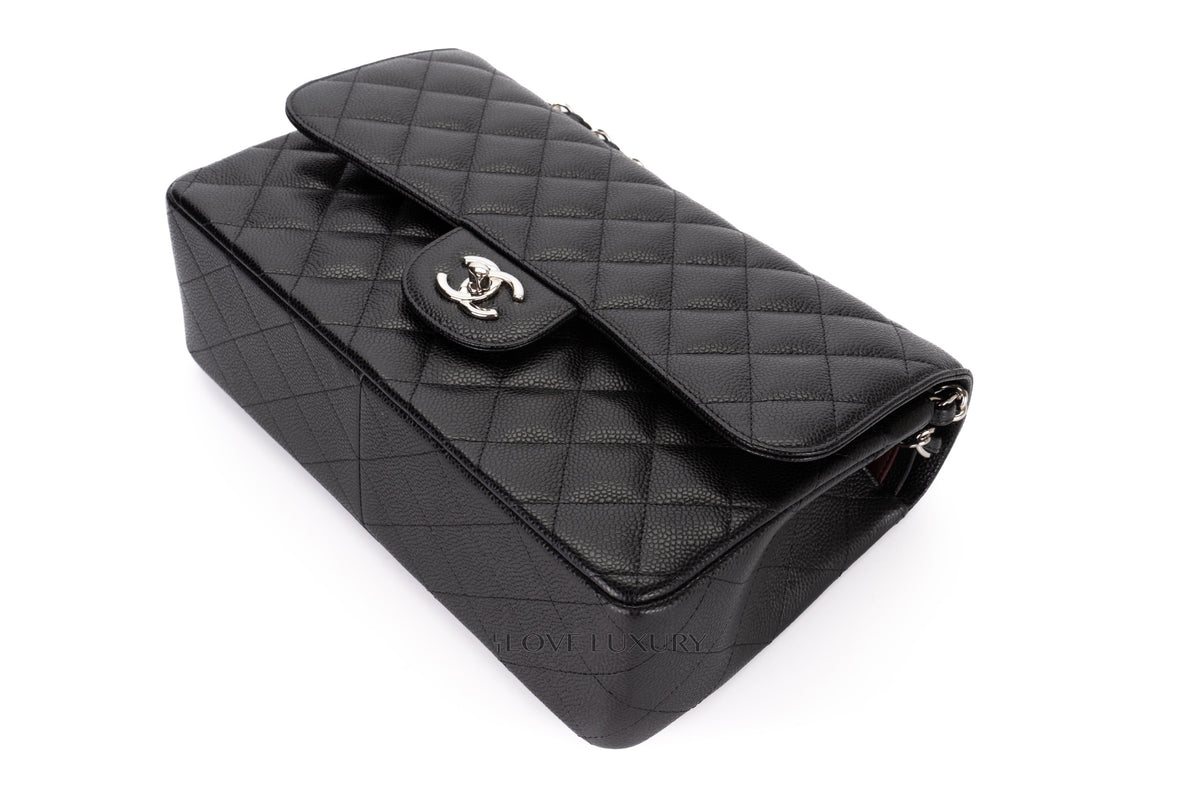 Chanel Jumbo Classic Flap Black Caviar Silver Hardware - view 13