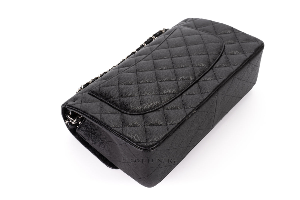 Chanel Jumbo Classic Flap Black Caviar Silver Hardware - view 14