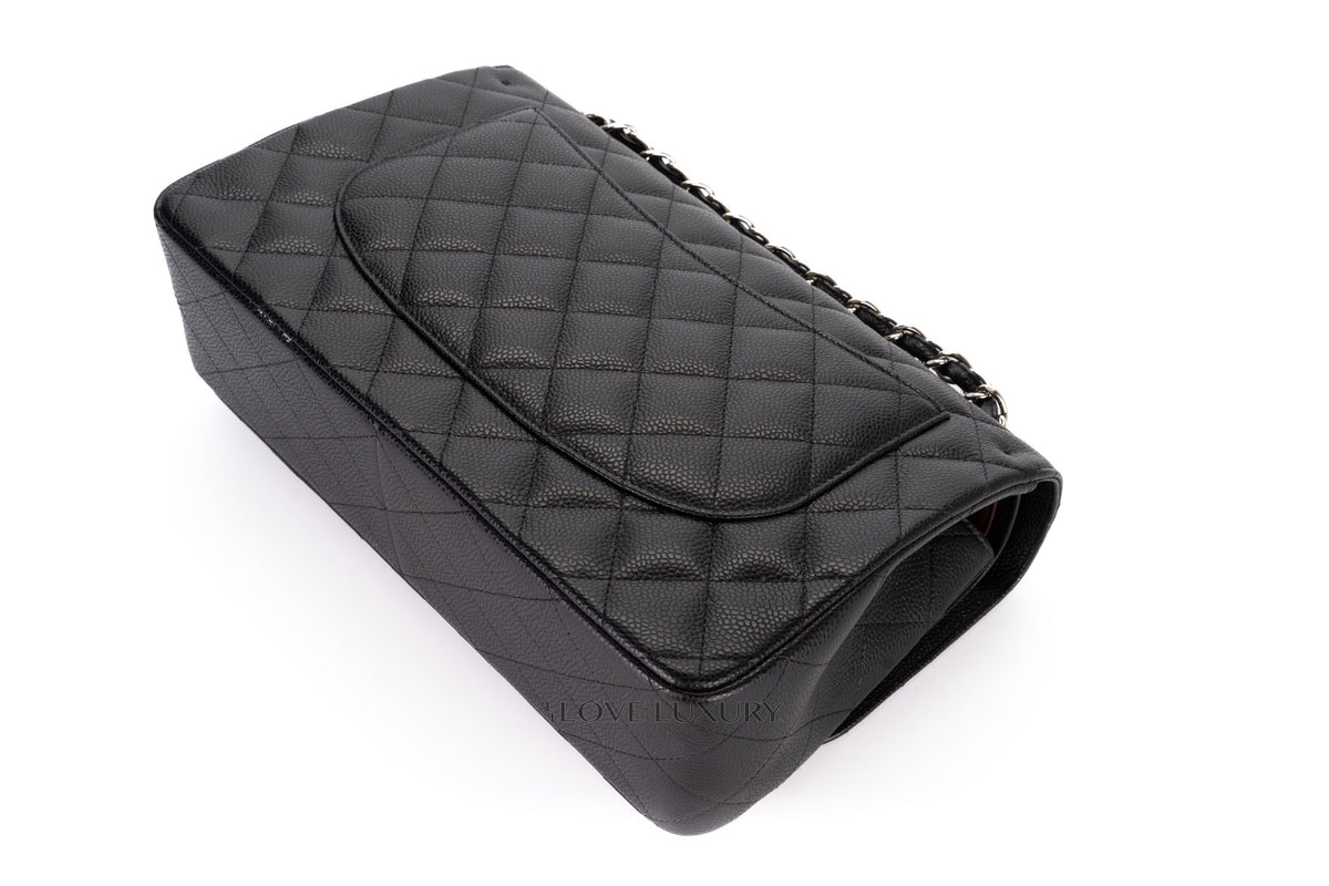 Chanel Jumbo Classic Flap Black Caviar Silver Hardware - view 15