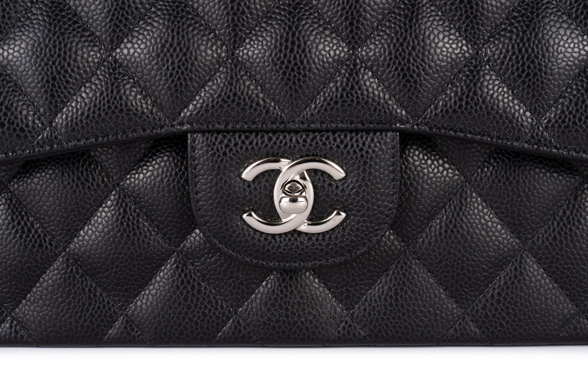 Chanel Jumbo Classic Flap Black Caviar Silver Hardware - view 7