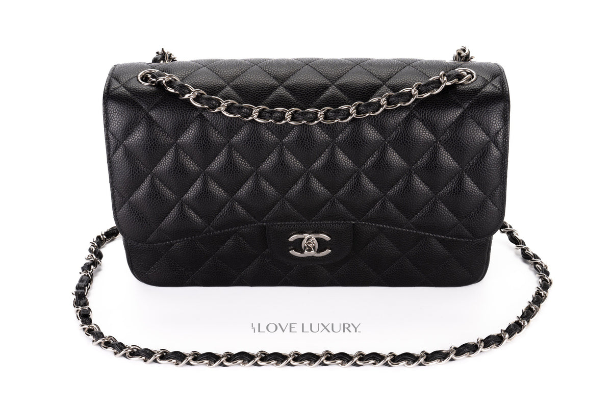 Chanel Jumbo Classic Flap Black Caviar Silver Hardware - view 8