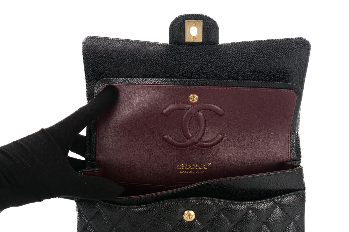 Chanel Medium Classic Flap Black Caviar Gold Hardware - view 10