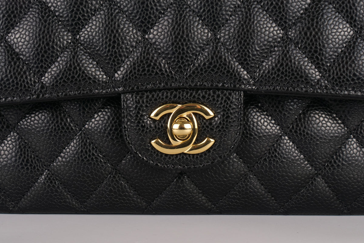 Chanel Medium Classic Flap Black Caviar Gold Hardware - view 7