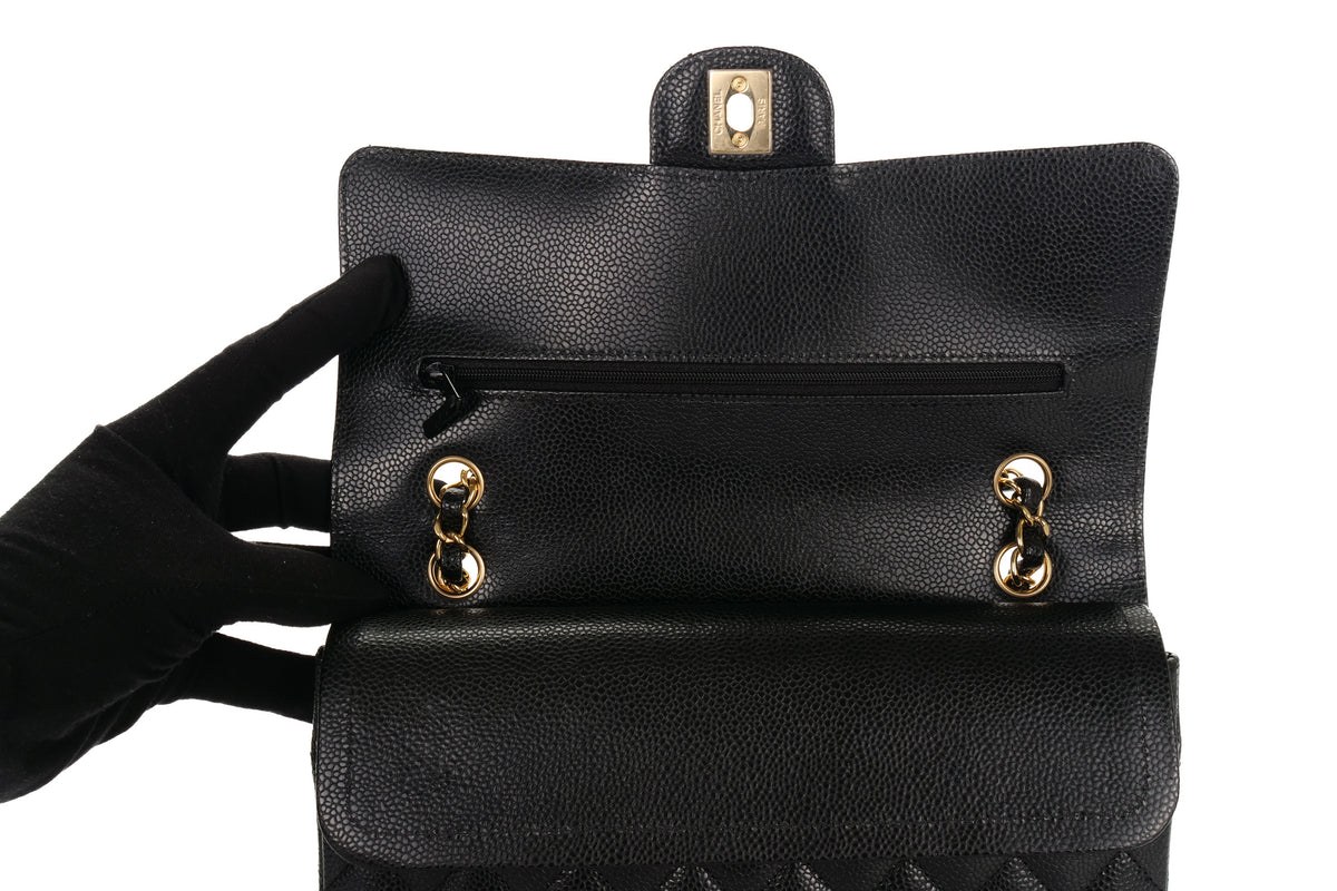 Chanel Medium Classic Flap Black Caviar Gold Hardware - view 9