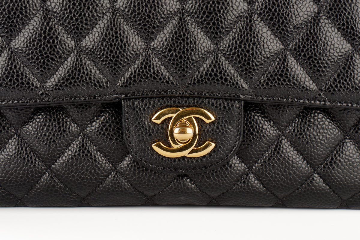 Chanel Medium Classic Flap Black Caviar Gold Hardware - view 7