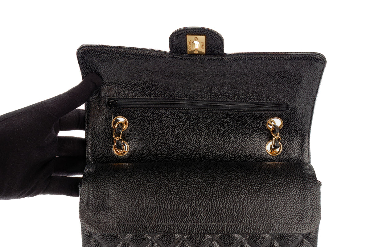 Chanel Medium Classic Flap Black Caviar Gold Hardware - view 8