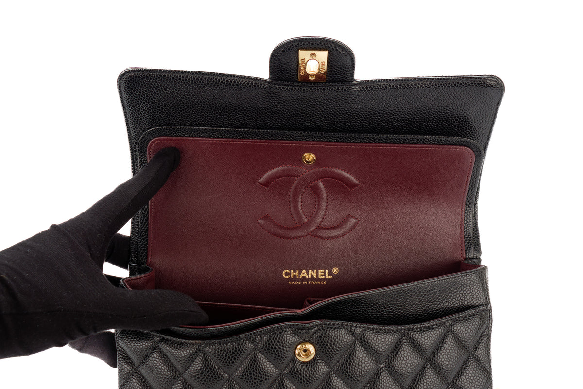 Chanel Medium Classic Flap Black Caviar Gold Hardware - view 9