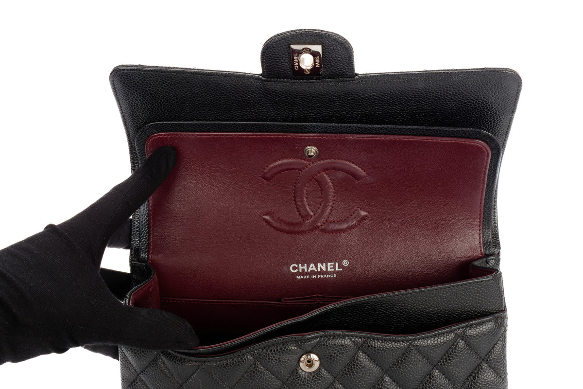 Chanel Medium Classic Flap Black Caviar Silver Hardware - view 10