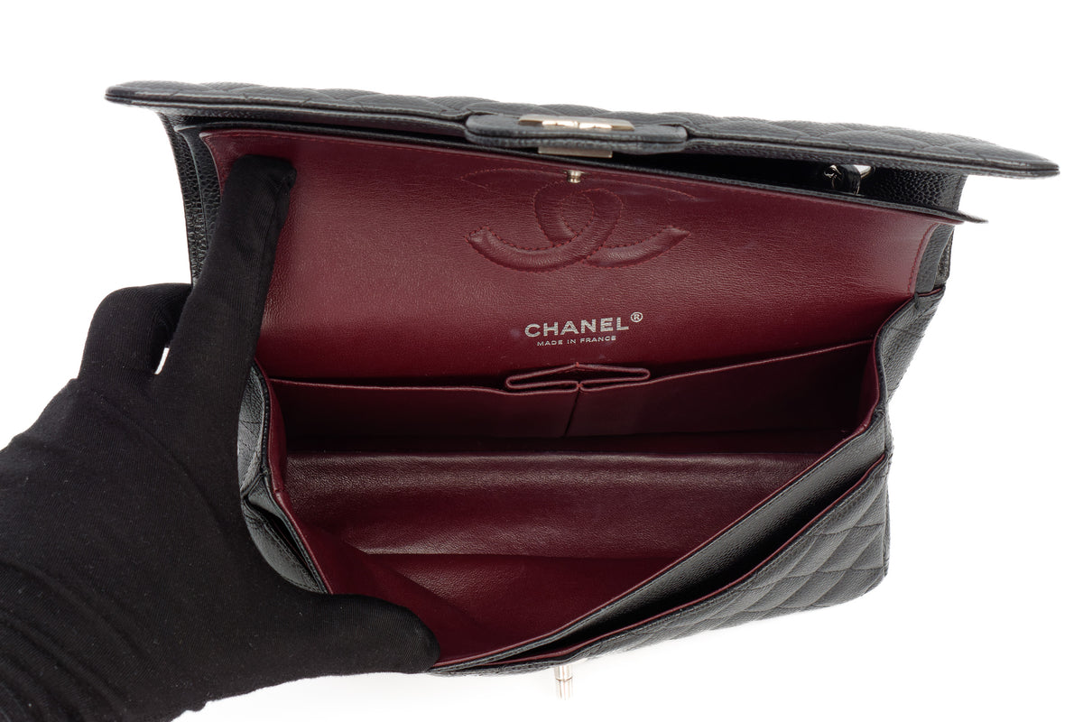 Chanel Medium Classic Flap Black Caviar Silver Hardware - view 11