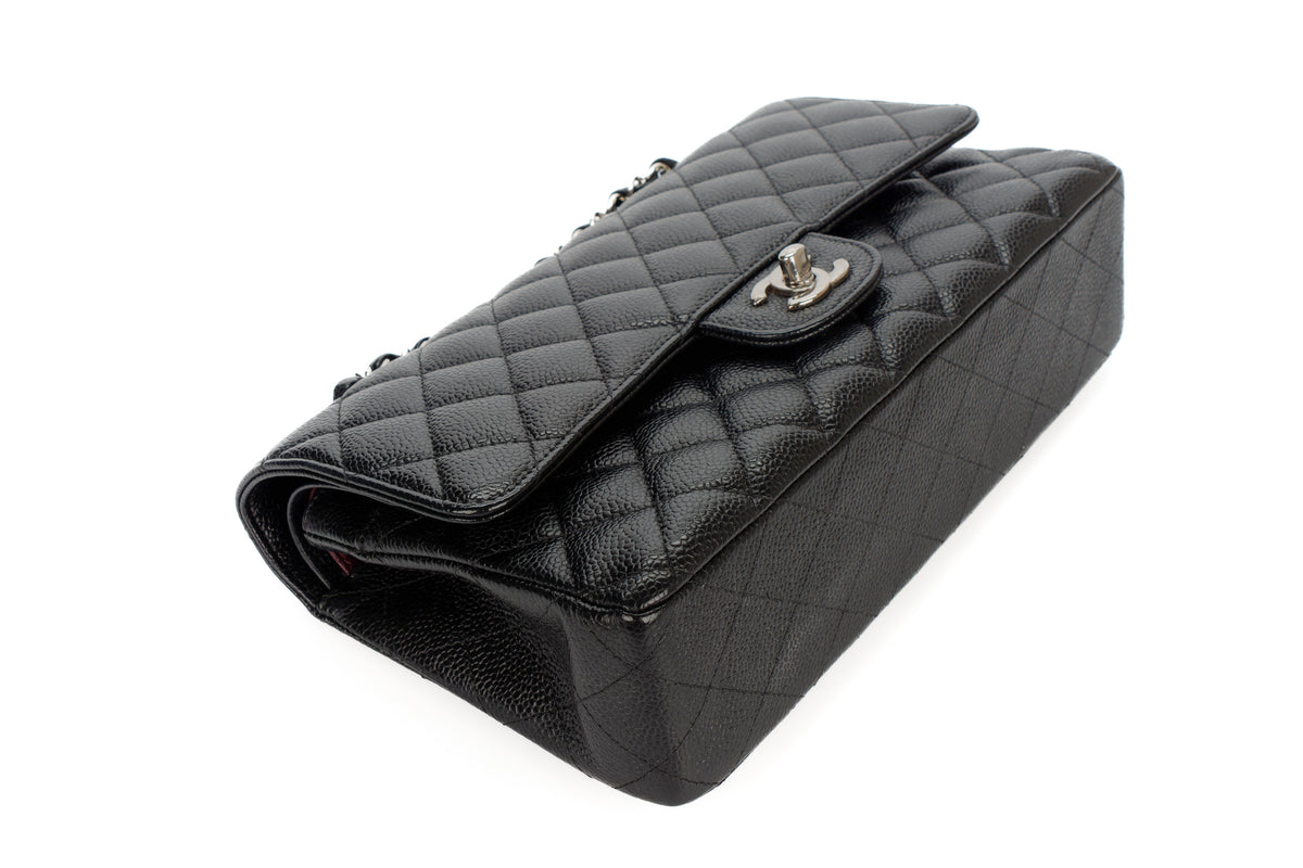 Chanel Medium Classic Flap Black Caviar Silver Hardware - view 12