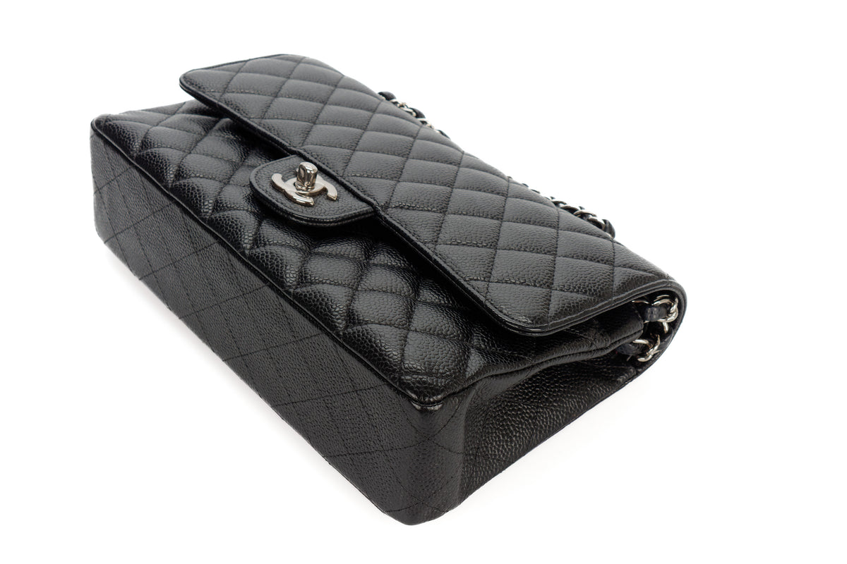 Chanel Medium Classic Flap Black Caviar Silver Hardware - view 13