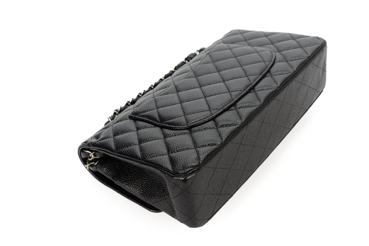 Chanel Medium Classic Flap Black Caviar Silver Hardware - view 14