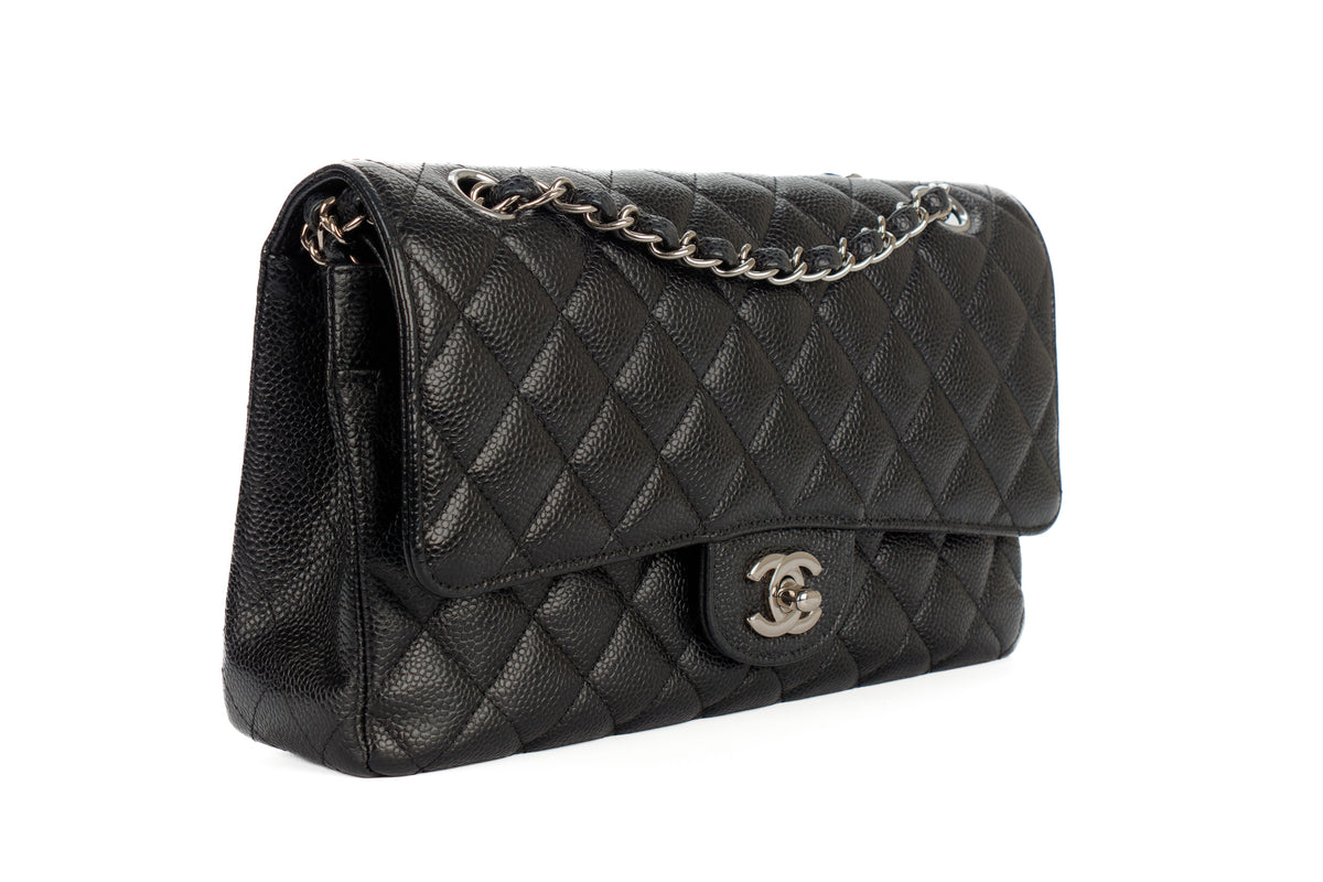 Chanel Medium Classic Flap Black Caviar Silver Hardware - view 2