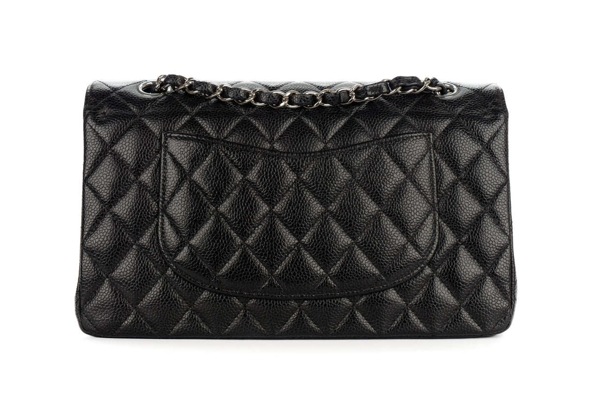 Chanel Medium Classic Flap Black Caviar Silver Hardware - view 3