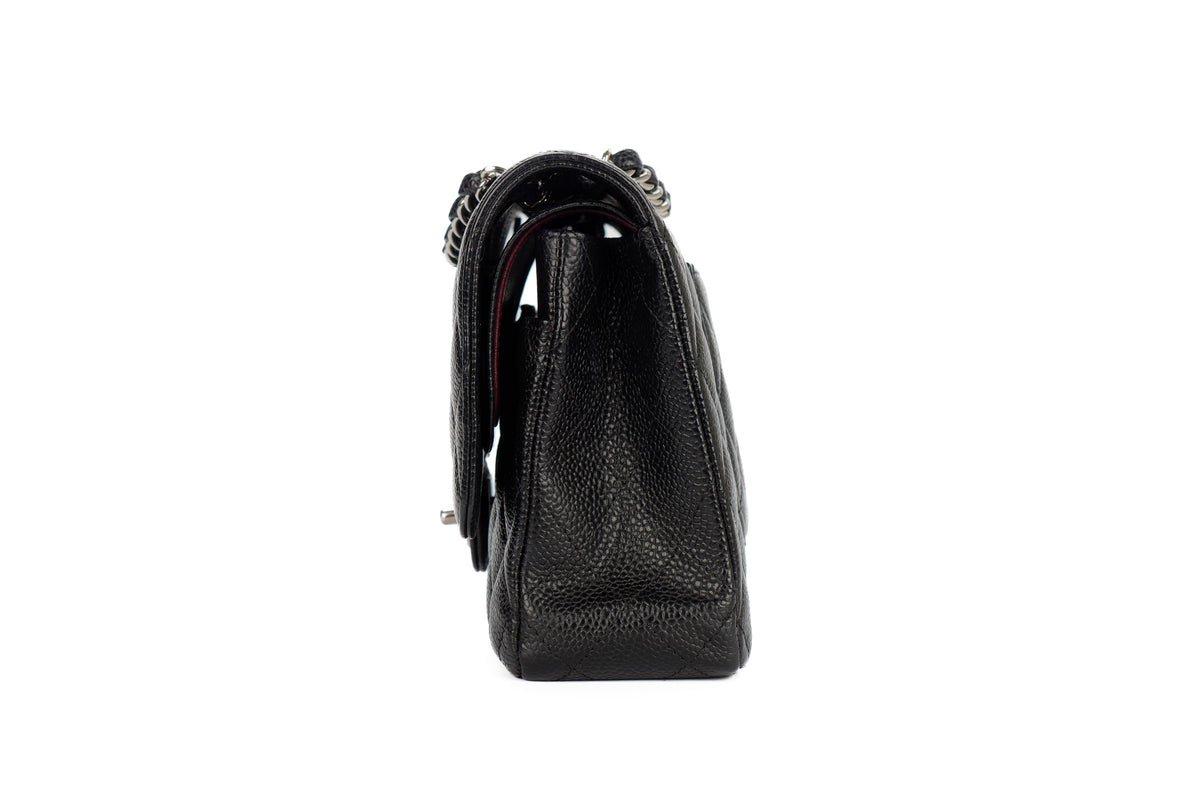 Chanel Medium Classic Flap Black Caviar Silver Hardware - view 4