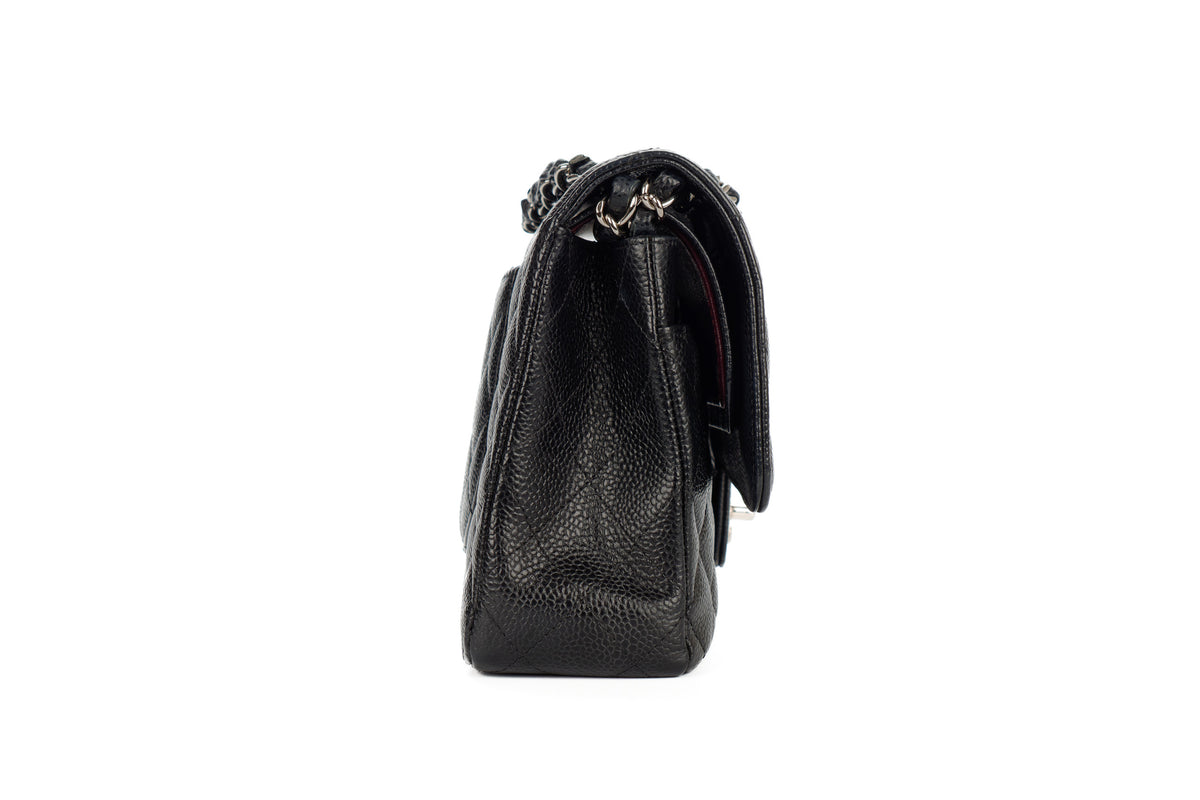 Chanel Medium Classic Flap Black Caviar Silver Hardware - view 5