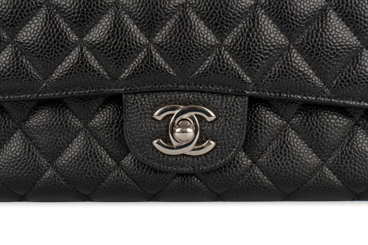 Chanel Medium Classic Flap Black Caviar Silver Hardware - view 7