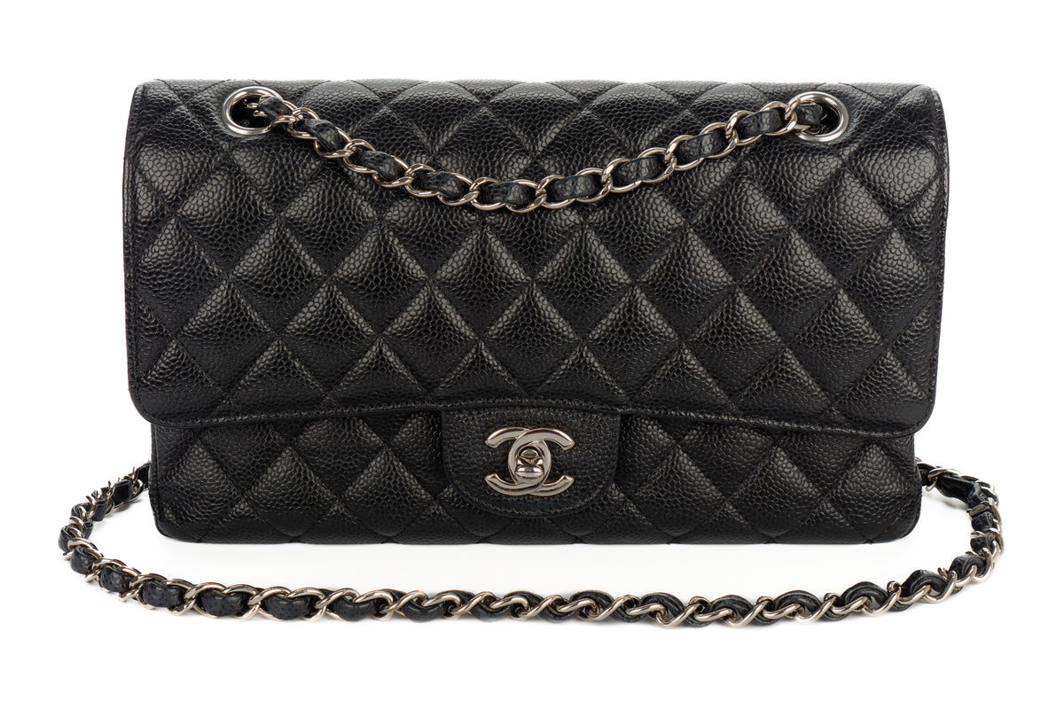 Chanel Medium Classic Flap Black Caviar Silver Hardware - view 8