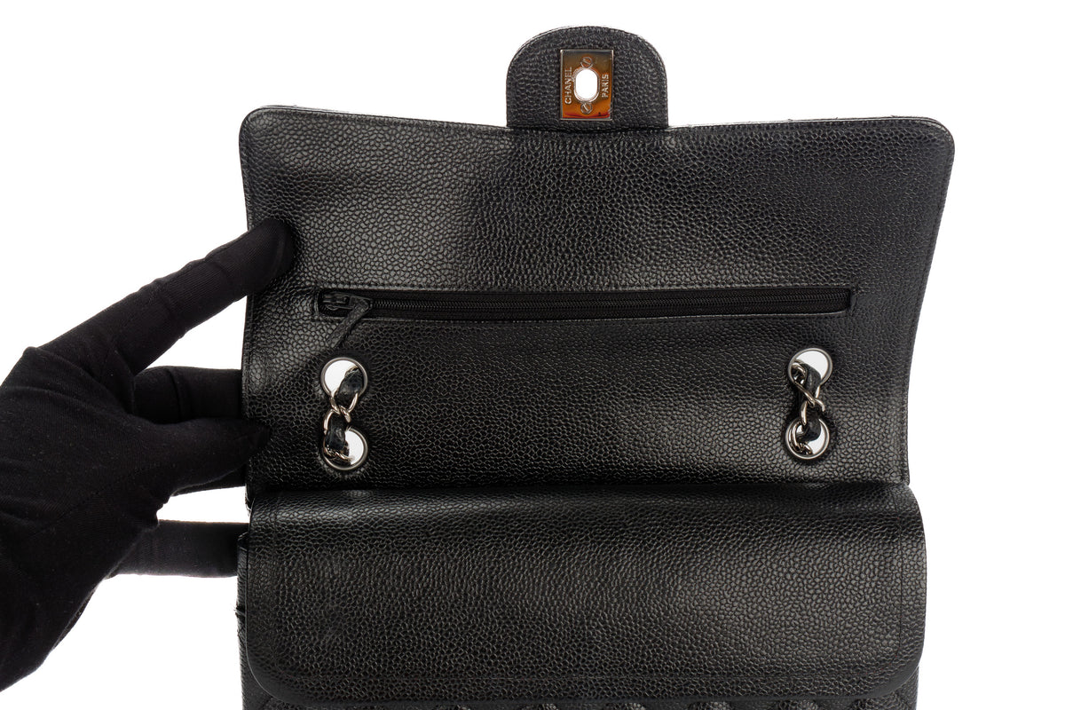 Chanel Medium Classic Flap Black Caviar Silver Hardware - view 9