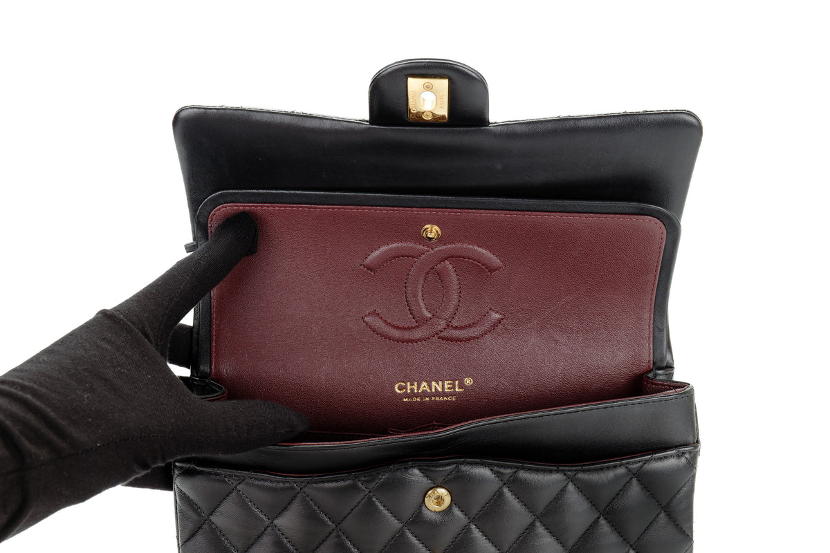 Chanel Medium Classic Flap Black Lambskin Gold Hardware - view 11