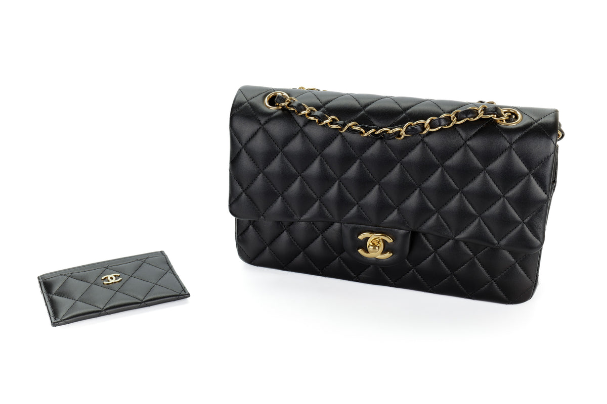 Chanel Medium Classic Flap Black Lambskin Gold Hardware - view 13