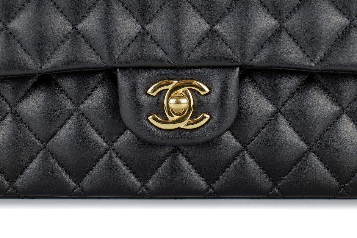 Chanel Medium Classic Flap Black Lambskin Gold Hardware - view 7