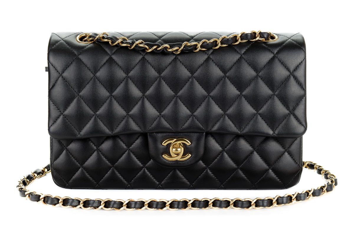 Chanel Medium Classic Flap Black Lambskin Gold Hardware - view 8