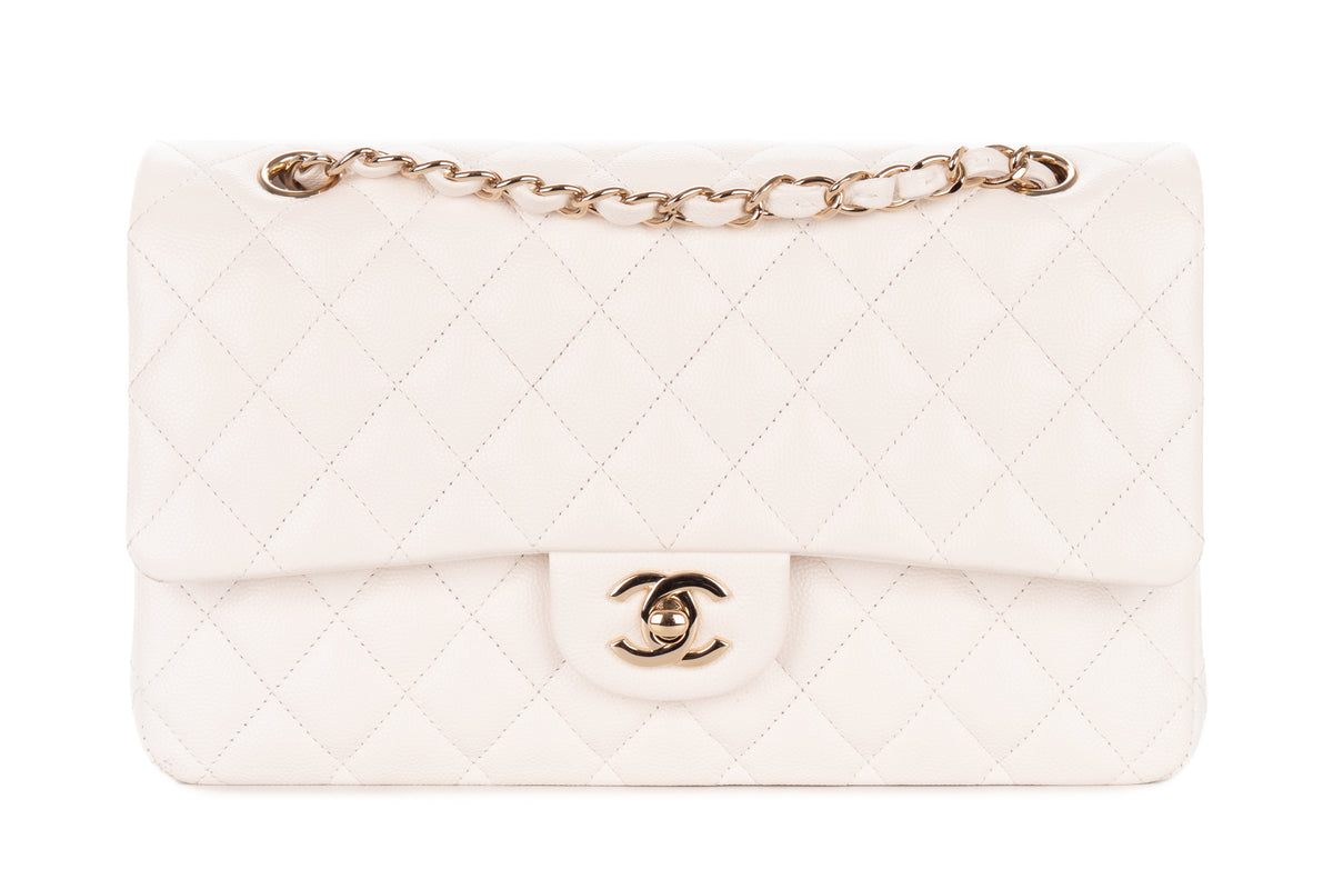 Chanel Medium Bag Classic White Caviar Gold Hardware - view 1