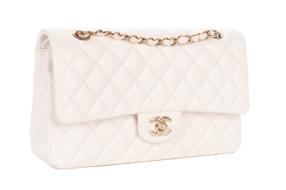 Chanel Medium Bag Classic White Caviar Gold Hardware - view 2