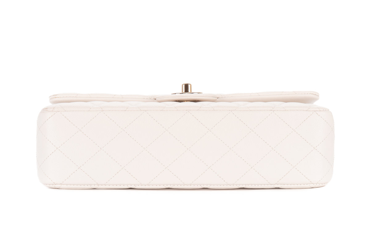 Chanel Medium Bag Classic White Caviar Gold Hardware - view 6