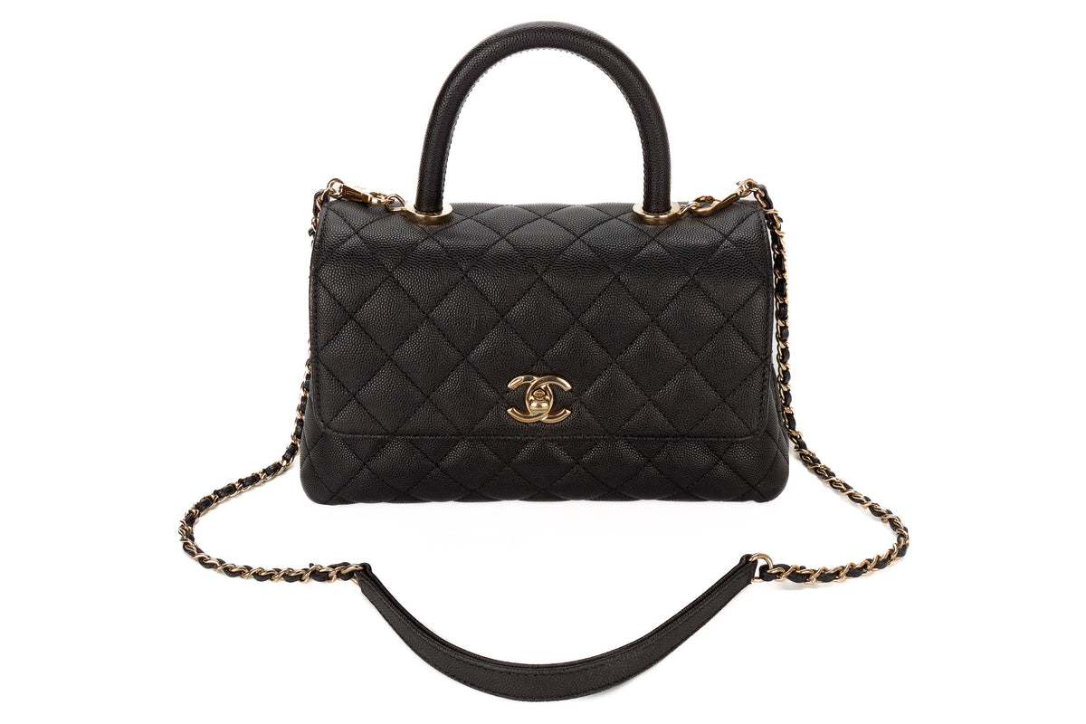 Chanel Small Coco Handle Black Caviar Gold Hardware - view 10