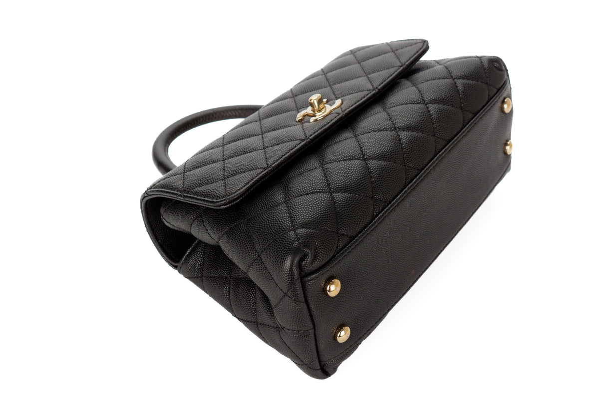 Chanel Small Coco Handle Black Caviar Gold Hardware - view 11