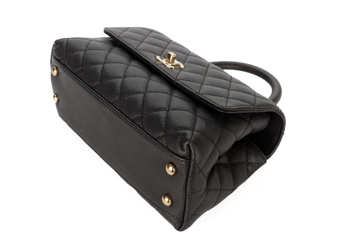 Chanel Small Coco Handle Black Caviar Gold Hardware - view 12