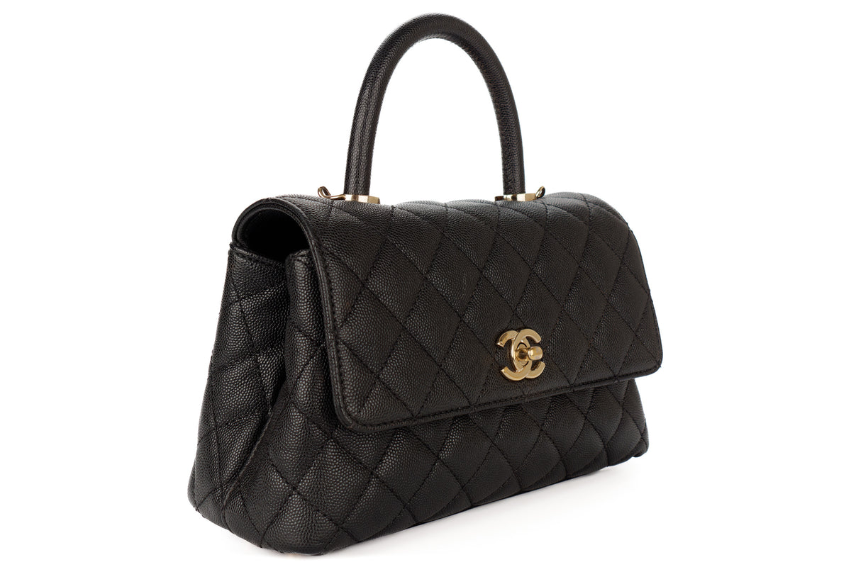 Chanel Small Coco Handle Black Caviar Gold Hardware - view 2