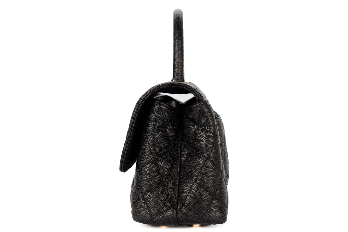Chanel Small Coco Handle Black Caviar Gold Hardware - view 4