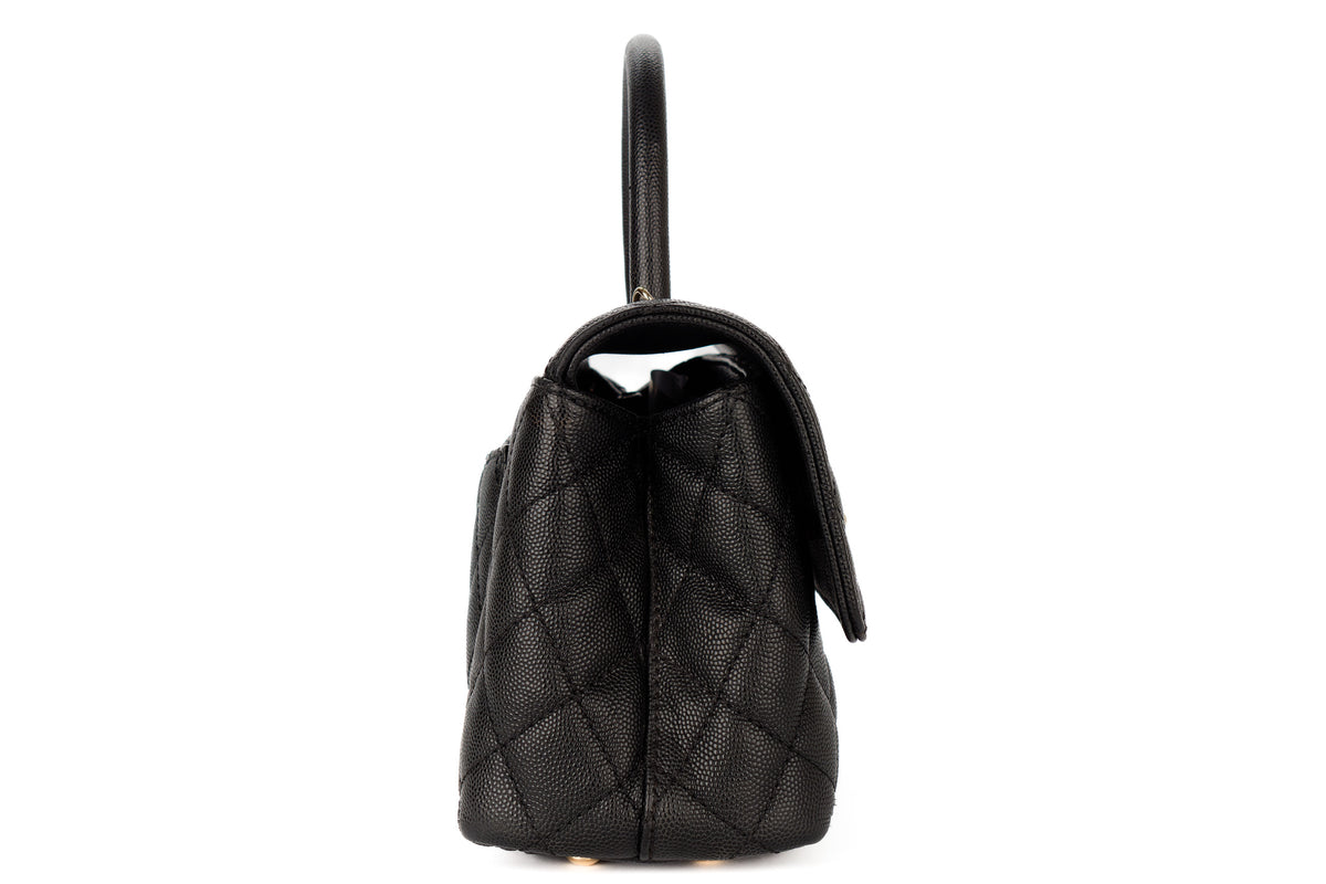 Chanel Small Coco Handle Black Caviar Gold Hardware - view 5