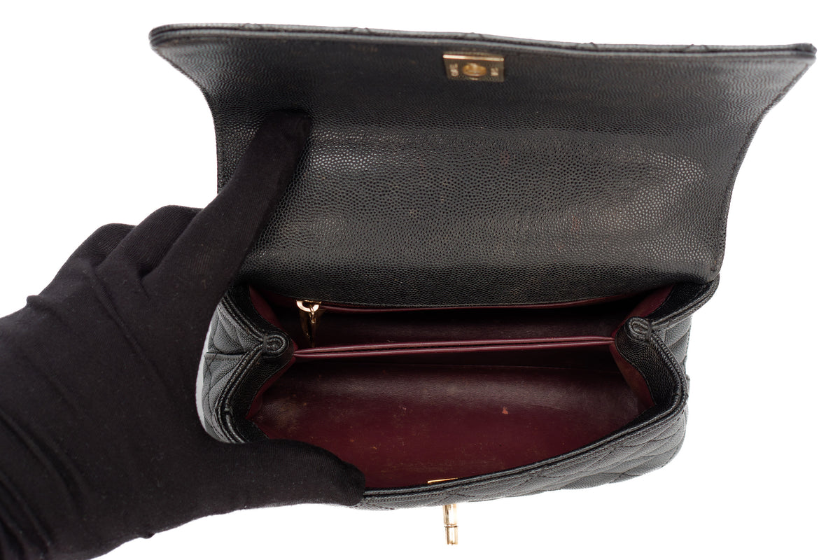 Chanel Small Coco Handle Black Caviar Gold Hardware - view 9