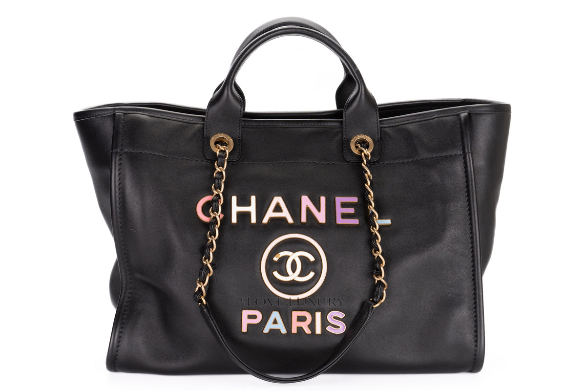 Chanel Large Deauville Shopping Tote Black Calfskin - view 1