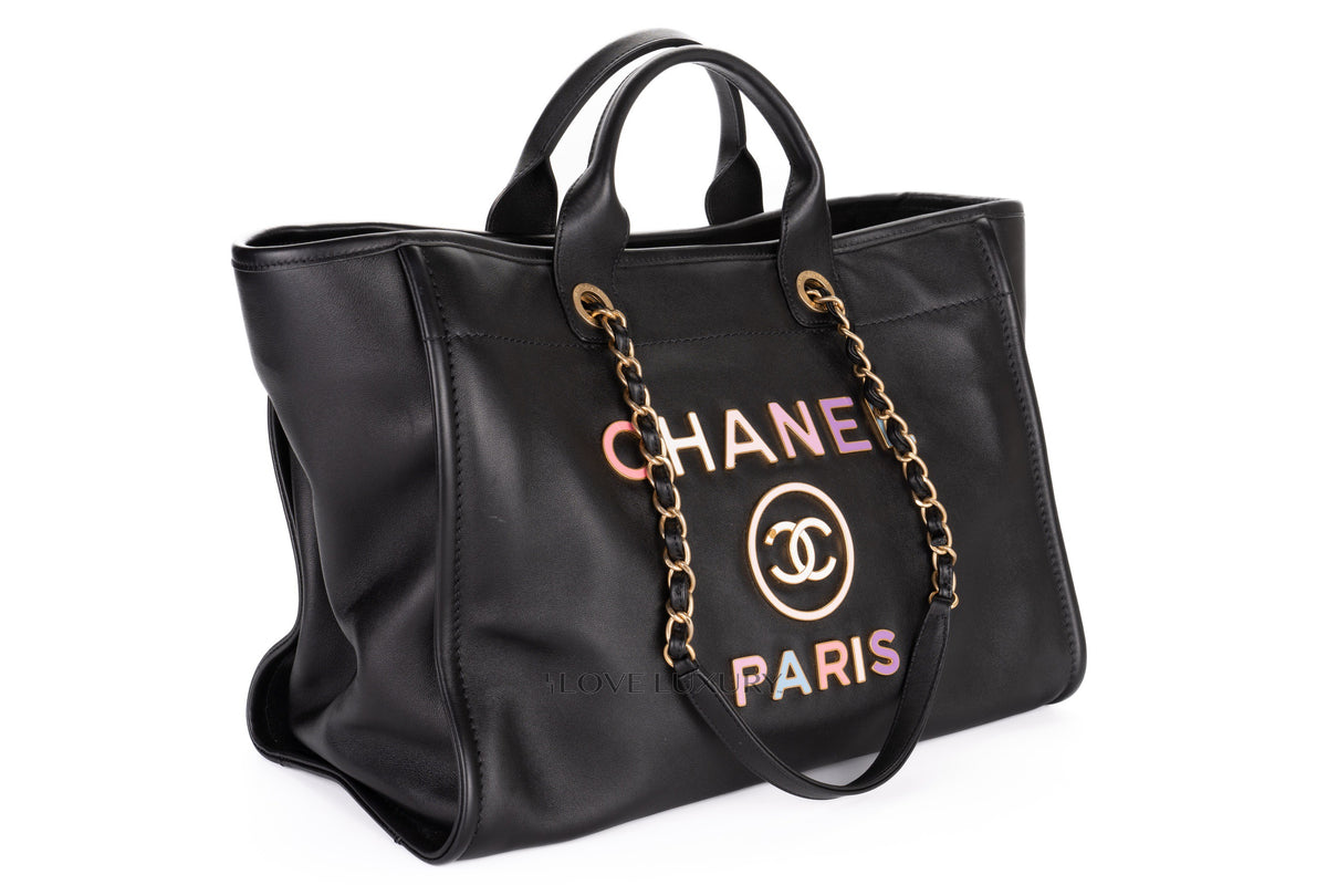 Chanel Large Deauville Shopping Tote Black Calfskin - view 2