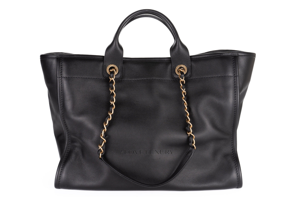 Chanel Large Deauville Shopping Tote Black Calfskin - view 3