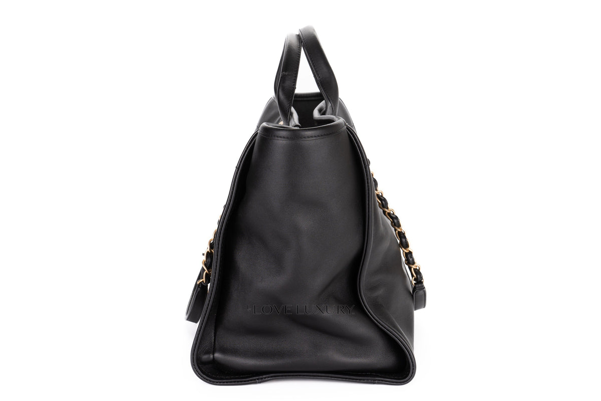 Chanel Large Deauville Shopping Tote Black Calfskin - view 4
