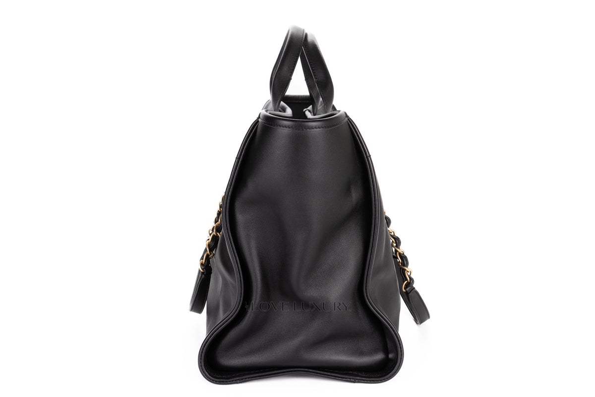 Chanel Large Deauville Shopping Tote Black Calfskin - view 5