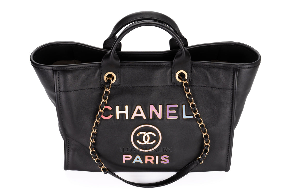 Chanel Large Deauville Shopping Tote Black Calfskin - view 7
