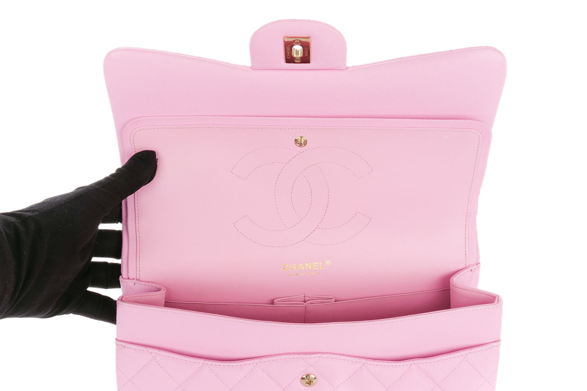Chanel Jumbo Double Classic Flap Bubblegum Pink Caviar Gold Hardware - view 10