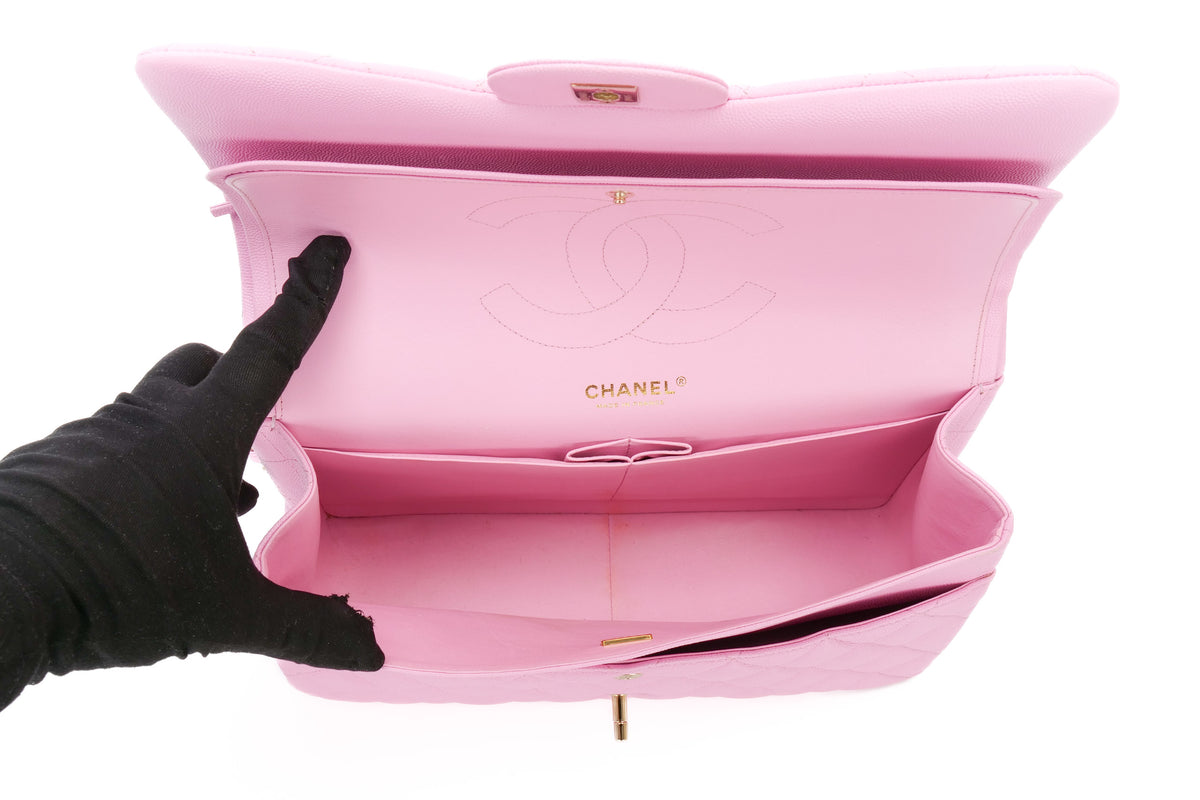 Chanel Jumbo Double Classic Flap Bubblegum Pink Caviar Gold Hardware - view 11