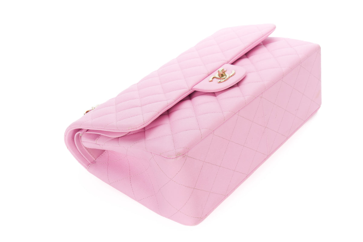 Chanel Jumbo Double Classic Flap Bubblegum Pink Caviar Gold Hardware - view 12