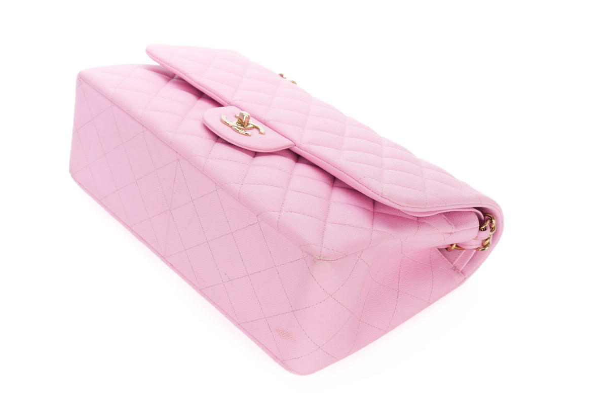Chanel Jumbo Double Classic Flap Bubblegum Pink Caviar Gold Hardware - view 13